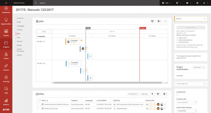 Project planning in xtrf